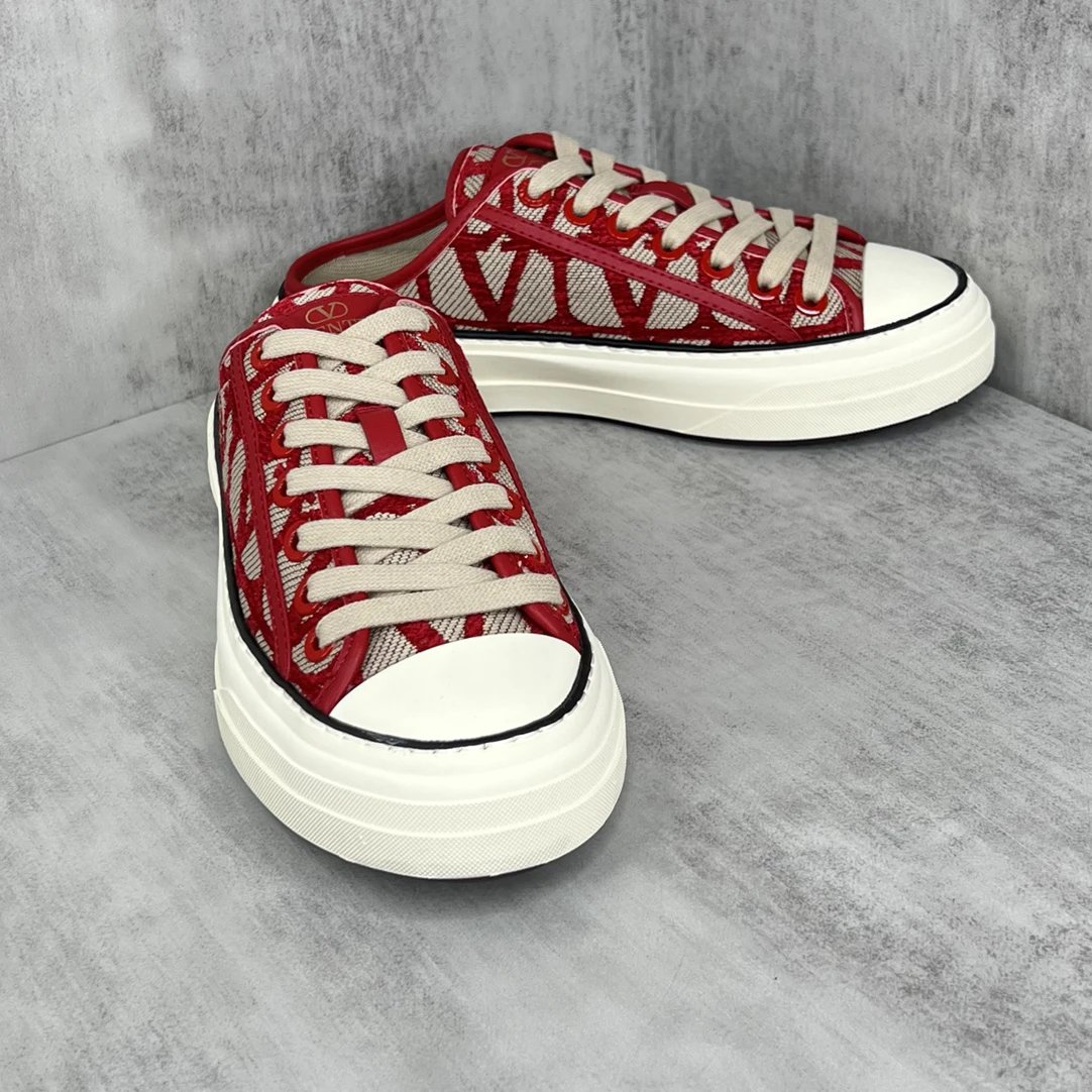 Canvas Mule Sneakers Retro Crimson - Gallery Image 2 - Detailed View