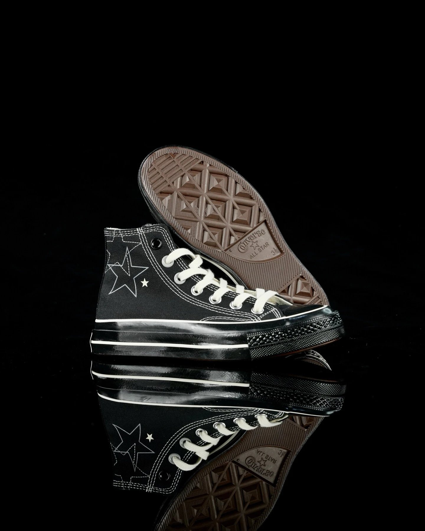 High Top Canvas Sneakers Star Stitch Jet Black - Gallery Image 5 - Detailed View