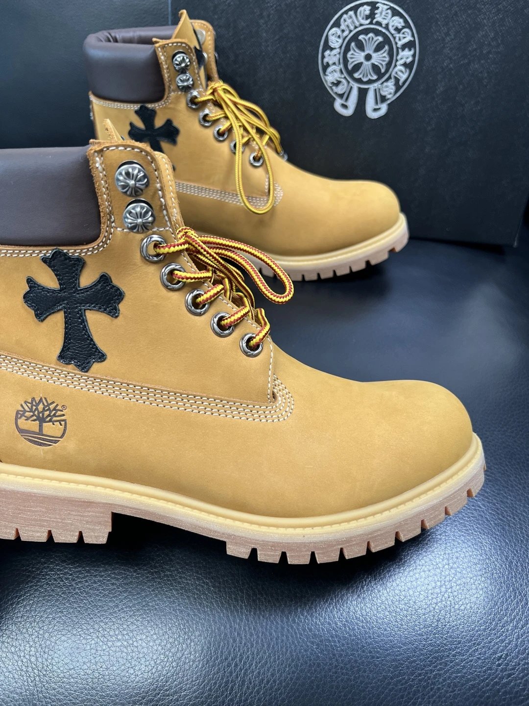 Luxury Leather Work Boots Amber Brown - Gallery Image 6 - Detailed View