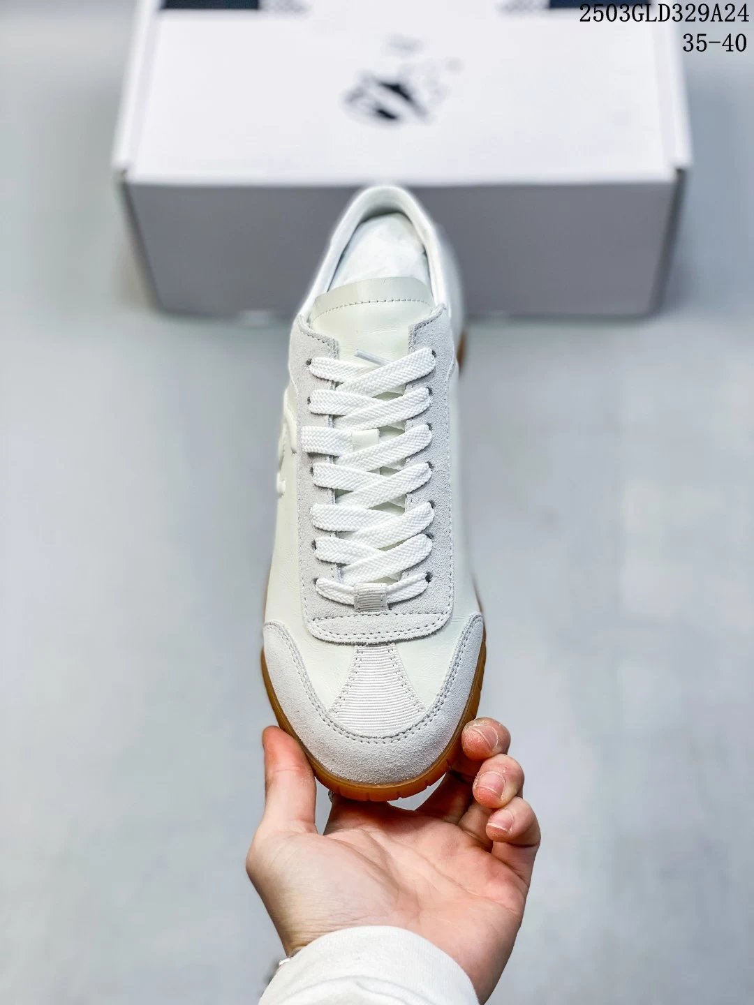 Classic Quilted Trainer Sneakers Space Leather Ivory - Gallery Image 2 - Detailed View