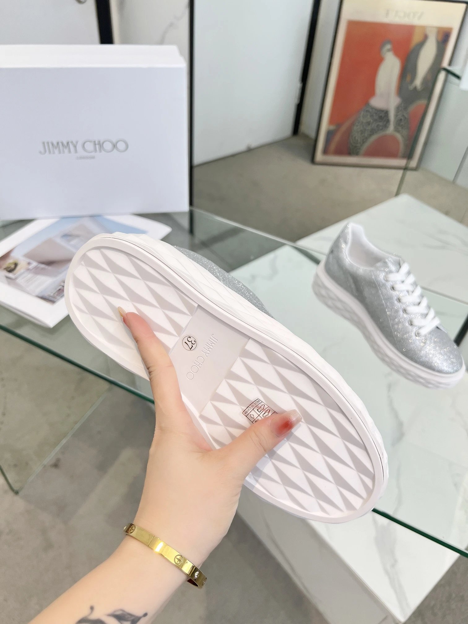 Jimmy Choo Diamond Sneakers Silver - Gallery Image 8 - Detailed View
