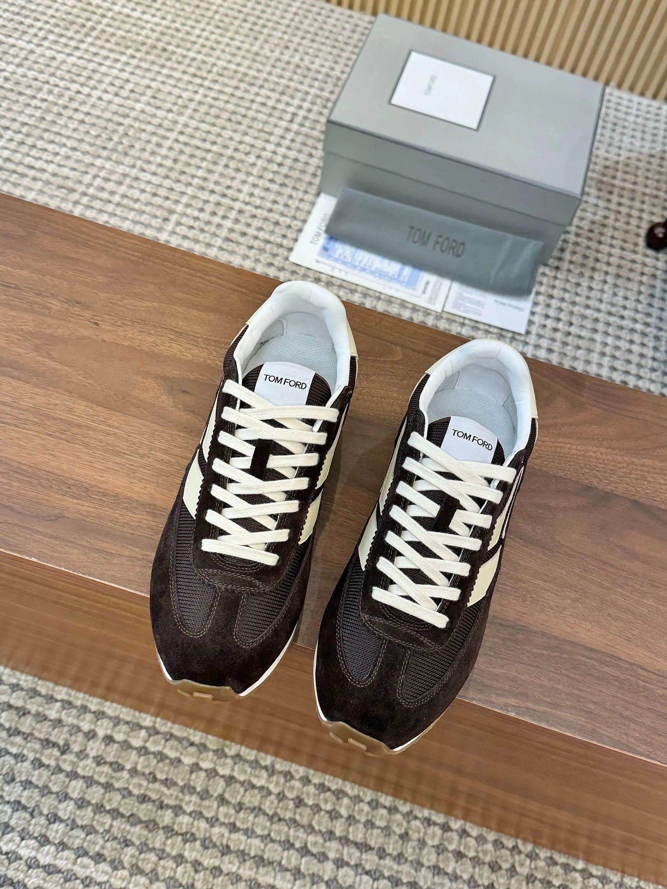 Vintage Suede Mesh Sneakers Ivory Black - Gallery Image 7 - Detailed View