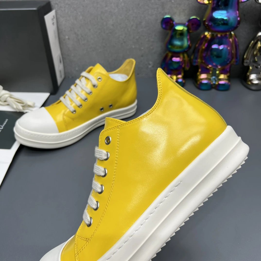 Rick Owens Leather Sneakers Yellow - Gallery Image 5 - Detailed View