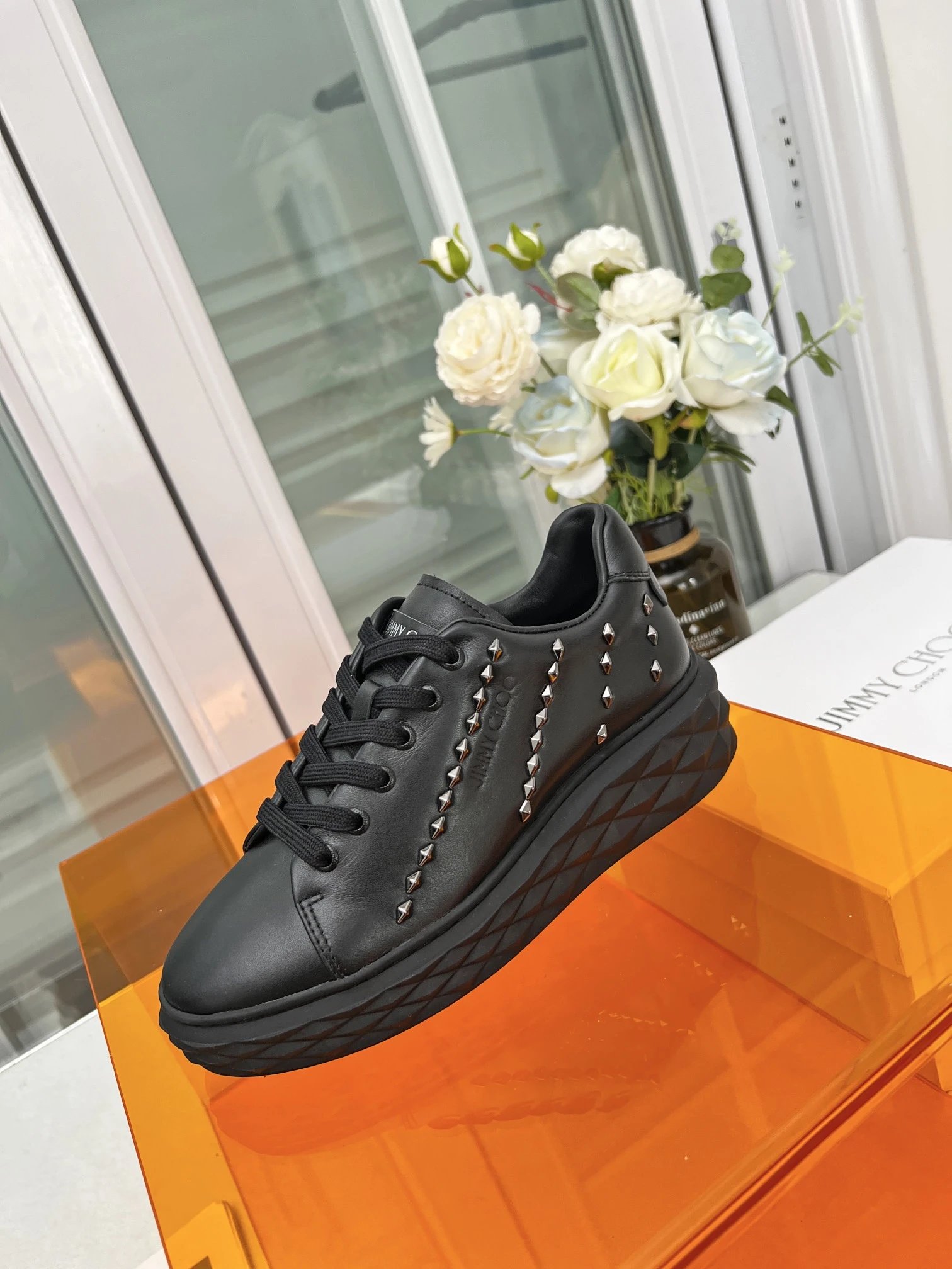 Jimmy Choo Studded Sneakers Black - Gallery Image 8 - Detailed View