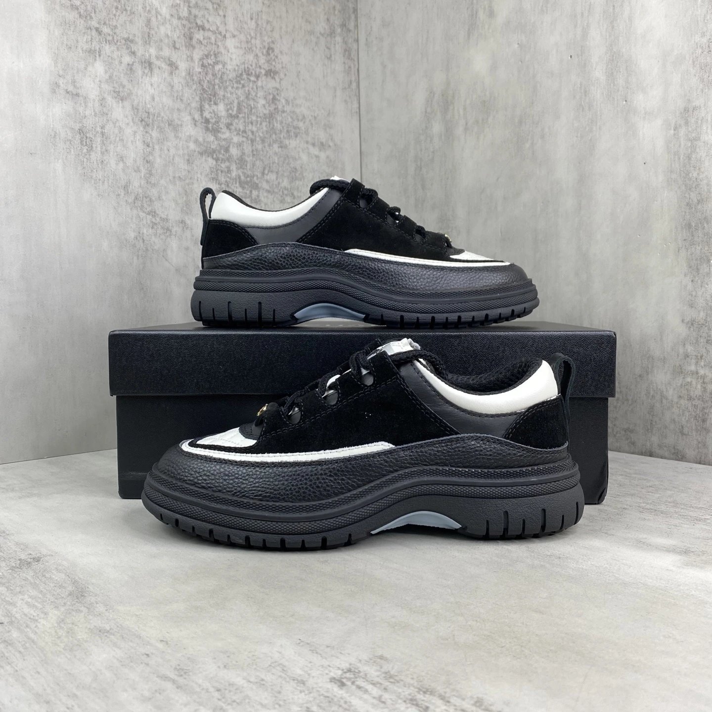 25SS Panda Low Top Sneakers Leather Black Ivory - Gallery Image 9 - Detailed View