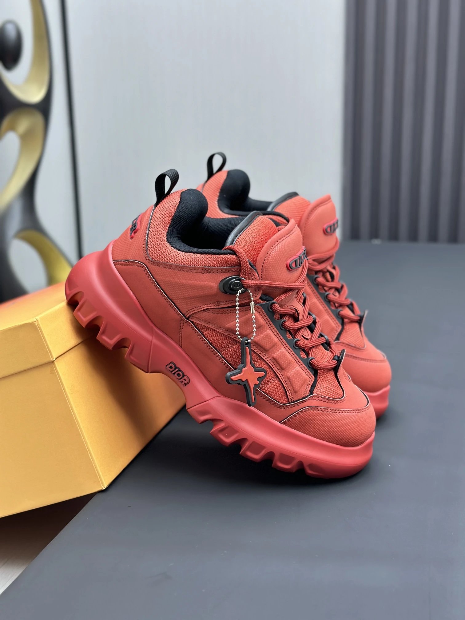 Dior x Levis Hamilton Sneakers Red - Gallery Image 5 - Detailed View