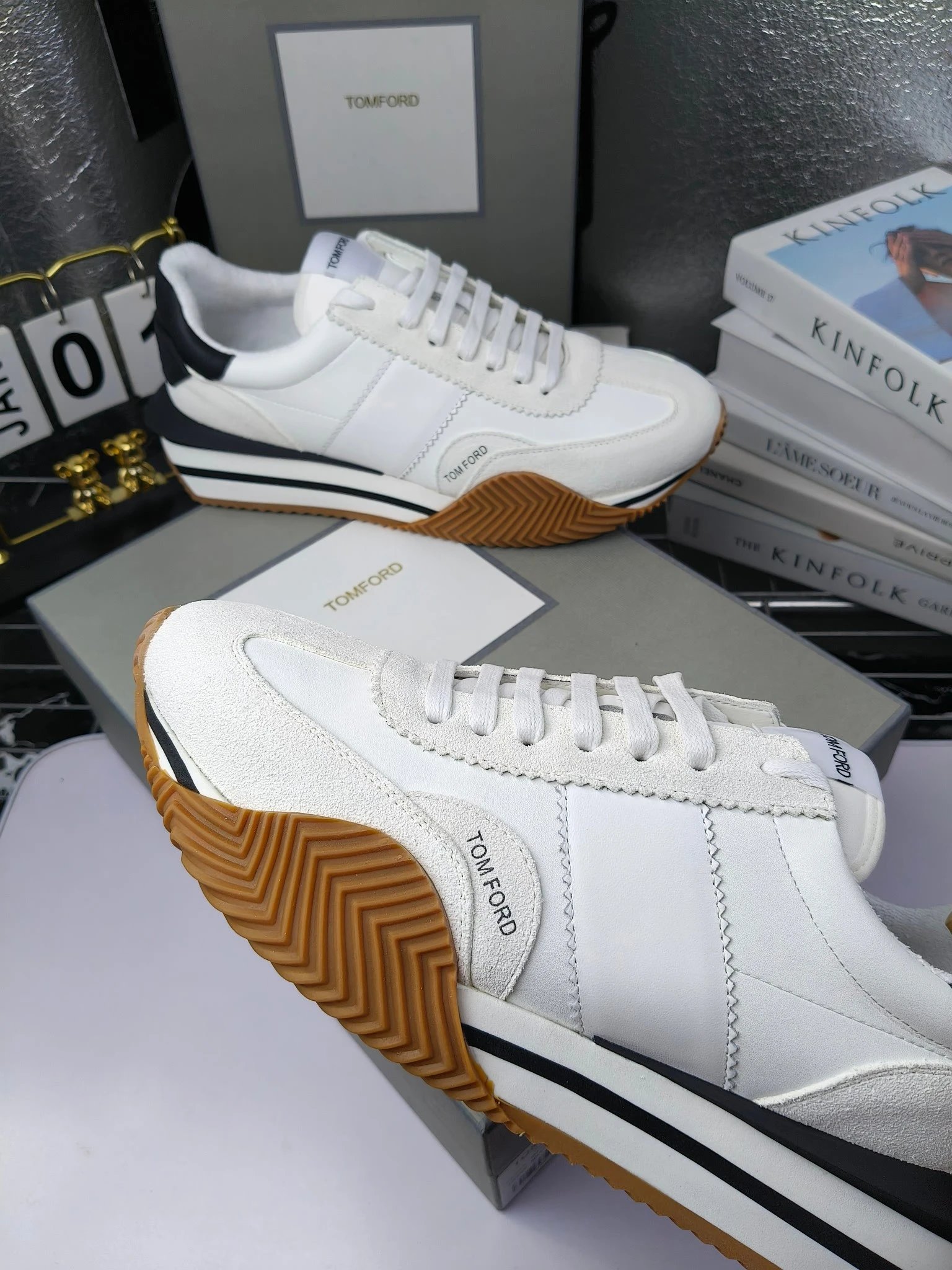 Vintage Leather Platform Sneakers Ivory - Gallery Image 1 - Detailed View