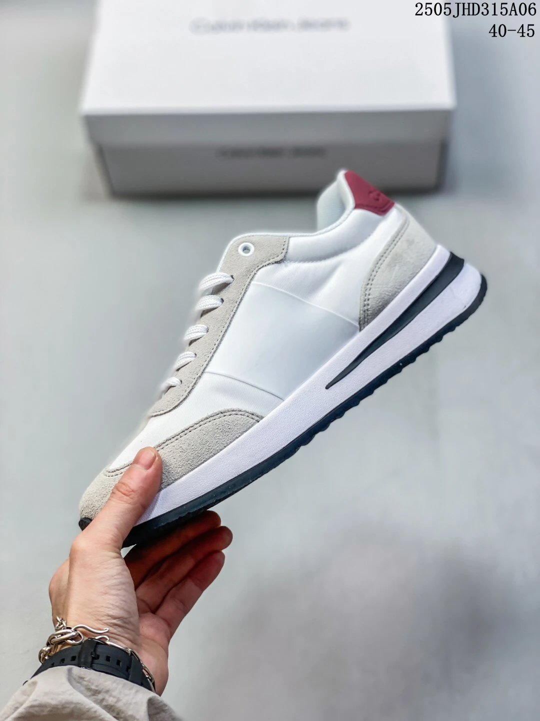 Retro Jogger Sneakers Suede Mesh Breathable Ivory Burgundy - Gallery Image 3 - Detailed View