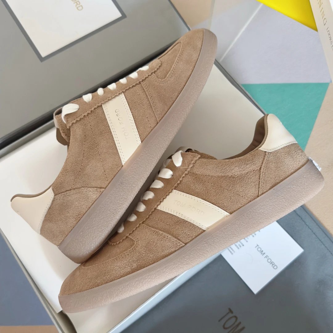 Suede Leather Trainer Sneakers Sandstone Beige - Gallery Image 6 - Detailed View