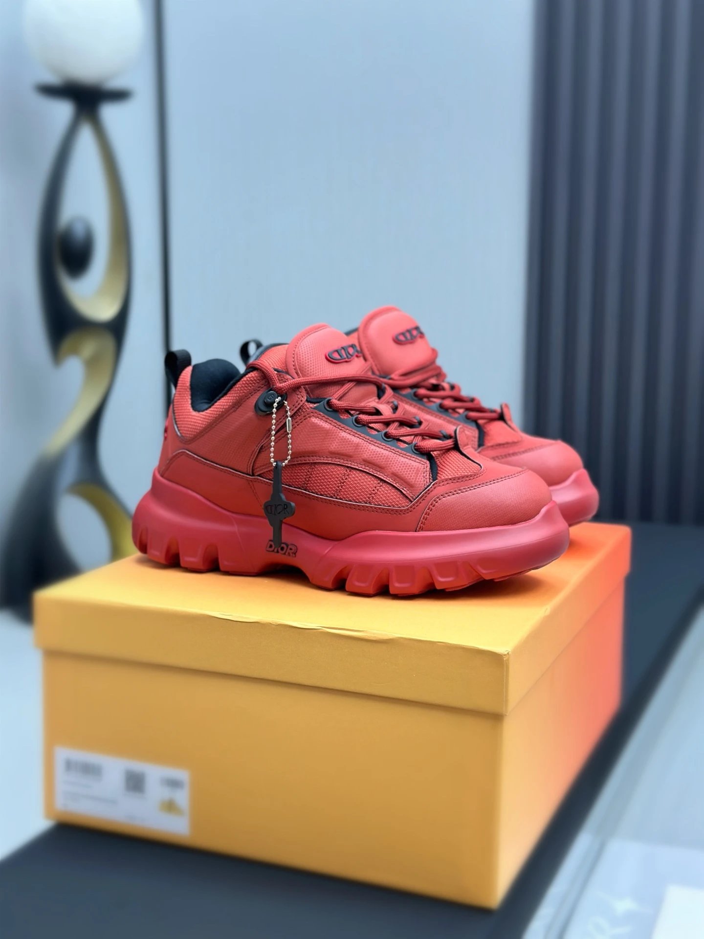 Dior x Levis Hamilton Sneakers Red - Gallery Image 3 - Detailed View