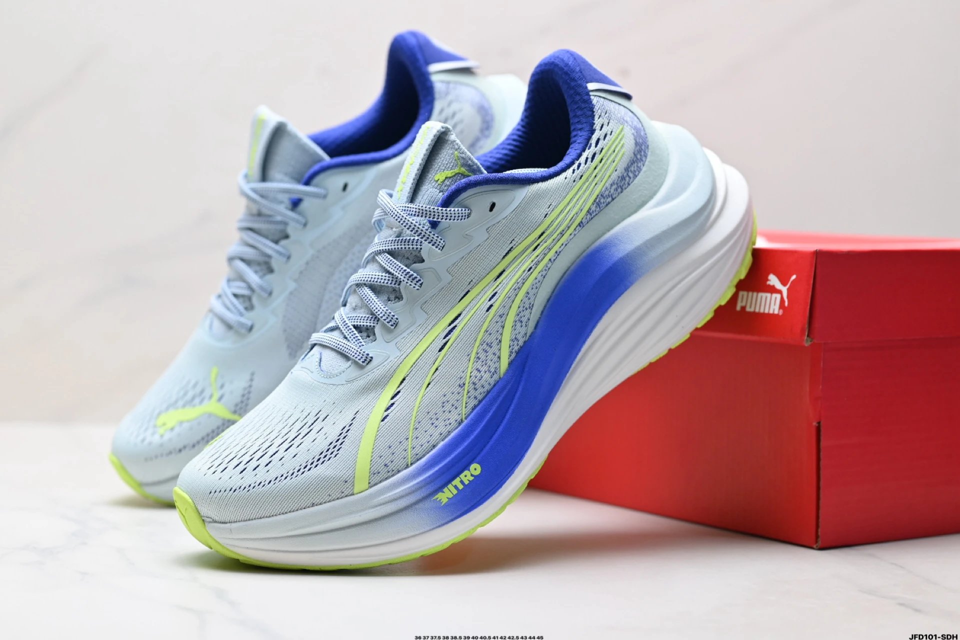 PUMA Deviate NITRO Sneakers White Blue - Gallery Image 8 - Detailed View