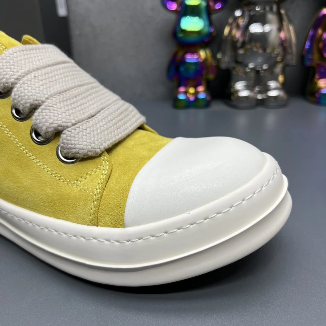 Rick Owens Yellow Suede Sneakers - Gallery Image 5 - Detailed View