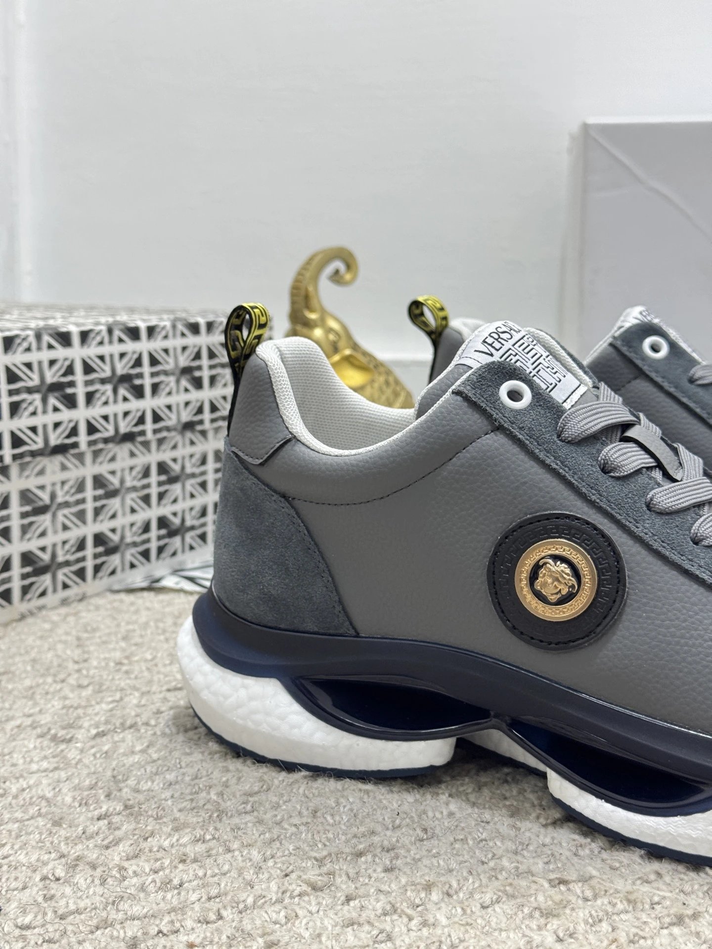 Luxury Mesh Sneakers Charcoal Grey - Gallery Image 4 - Detailed View