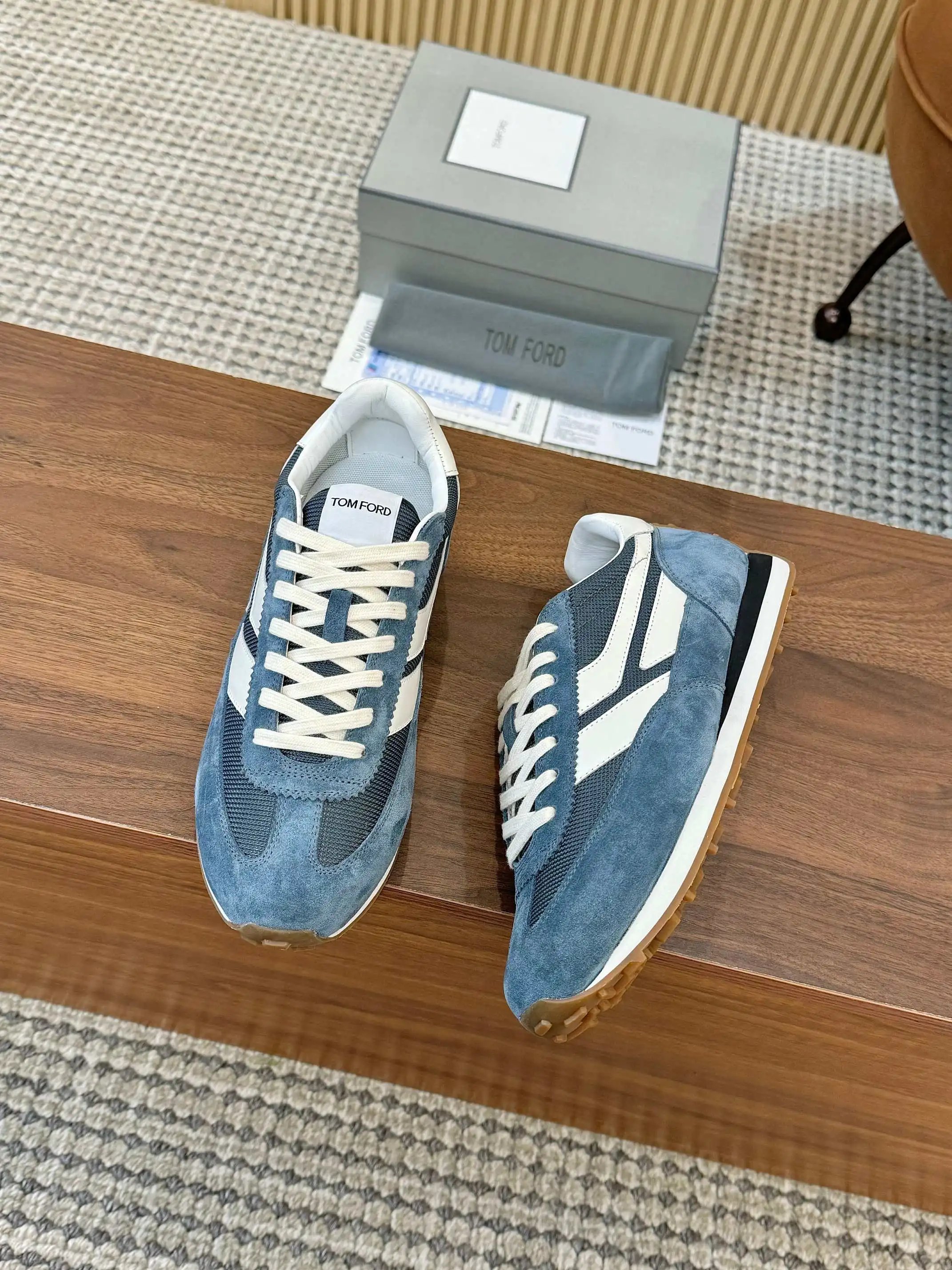 Retro Suede Mesh Sneakers Steel Blue - Gallery Image 6 - Detailed View