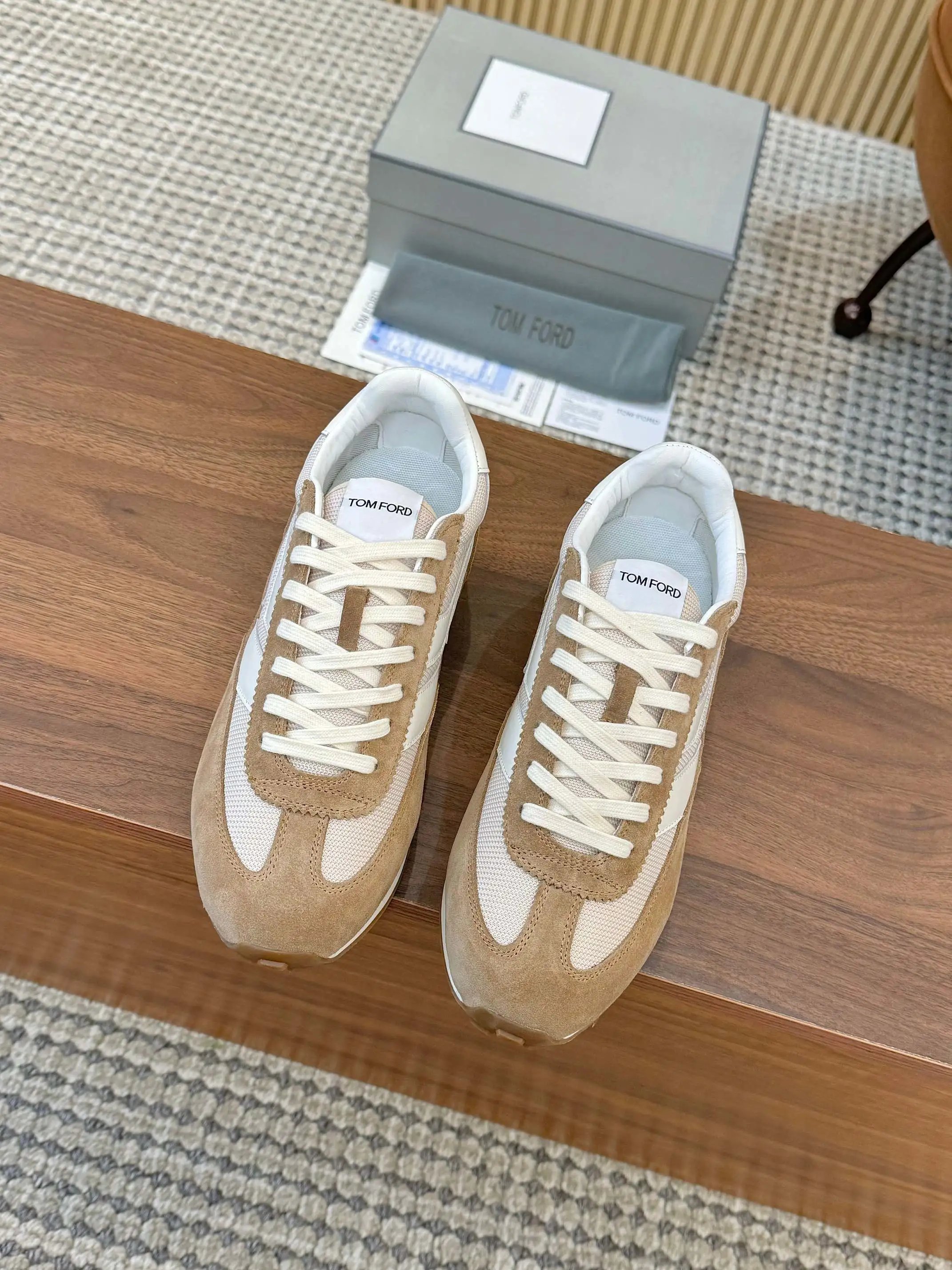 Vintage Suede Mesh Low Top Sneakers Sandstone - Gallery Image 6 - Detailed View