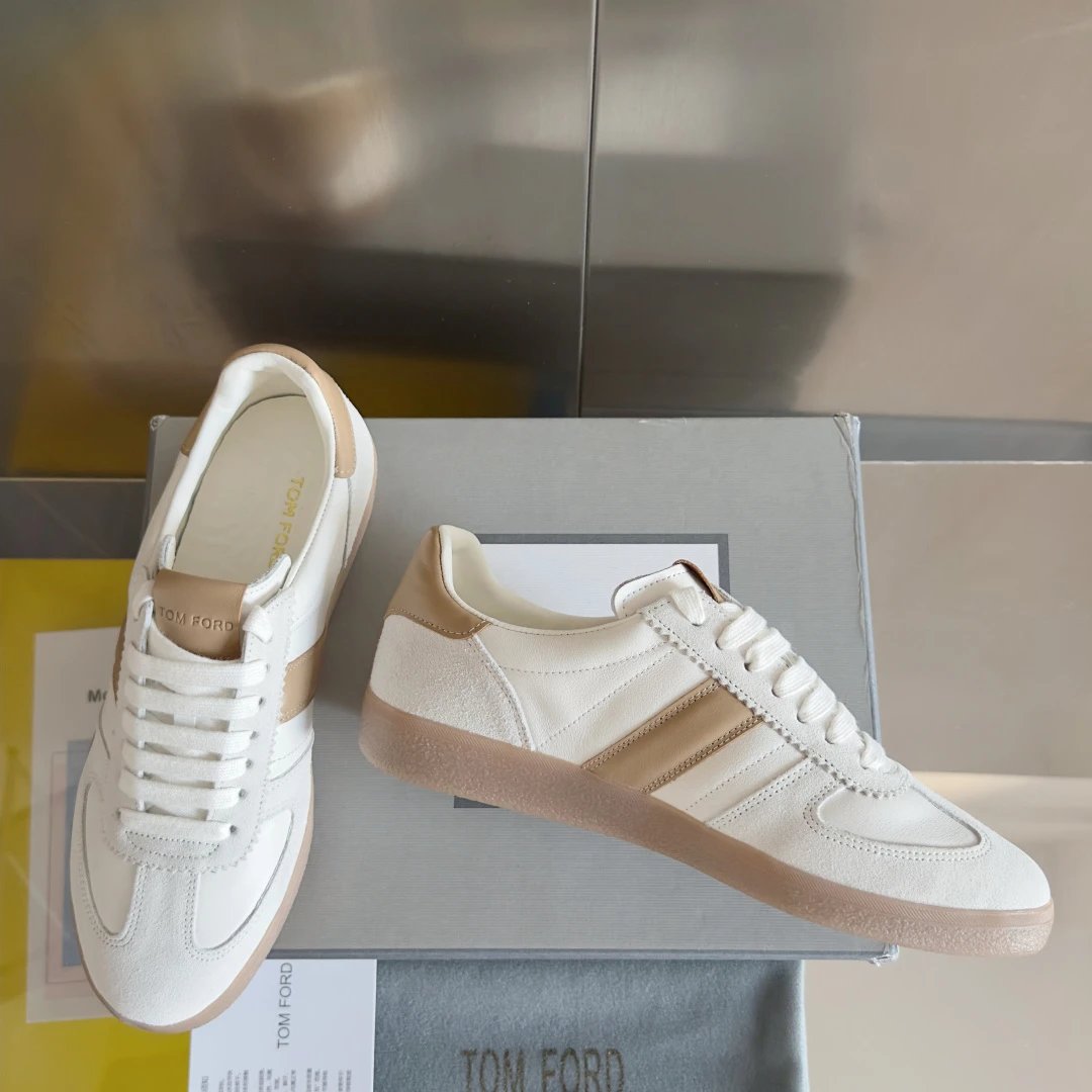 Suede Leather Trainer Sneakers Ivory Beige - Gallery Image 4 - Detailed View