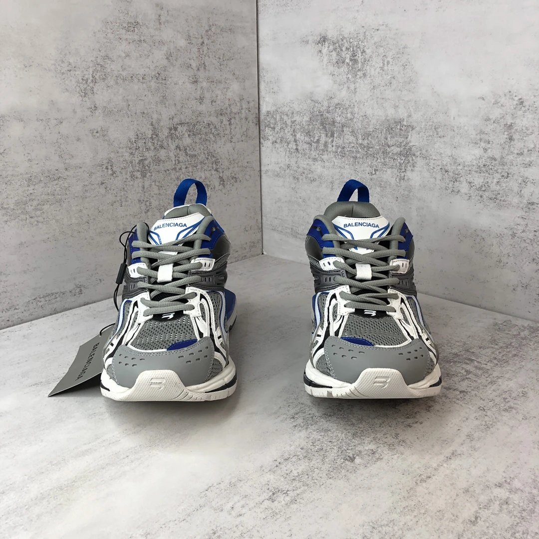 Mesh X-Pander Dad Sneakers with Spring Heel Grey Blue - Gallery Image 4 - Detailed View