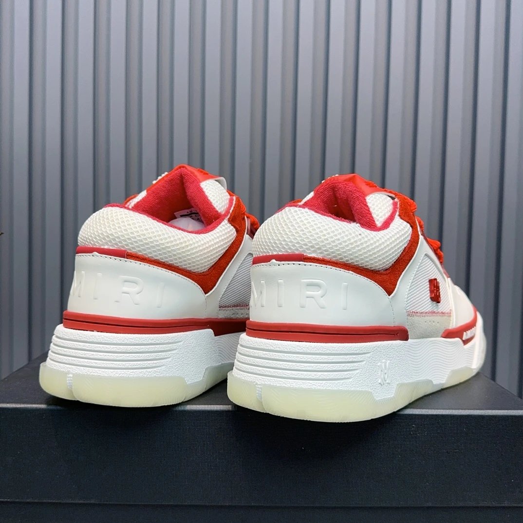 Retro Low Top Leather Sneakers White Crimson Red - Gallery Image 9 - Detailed View