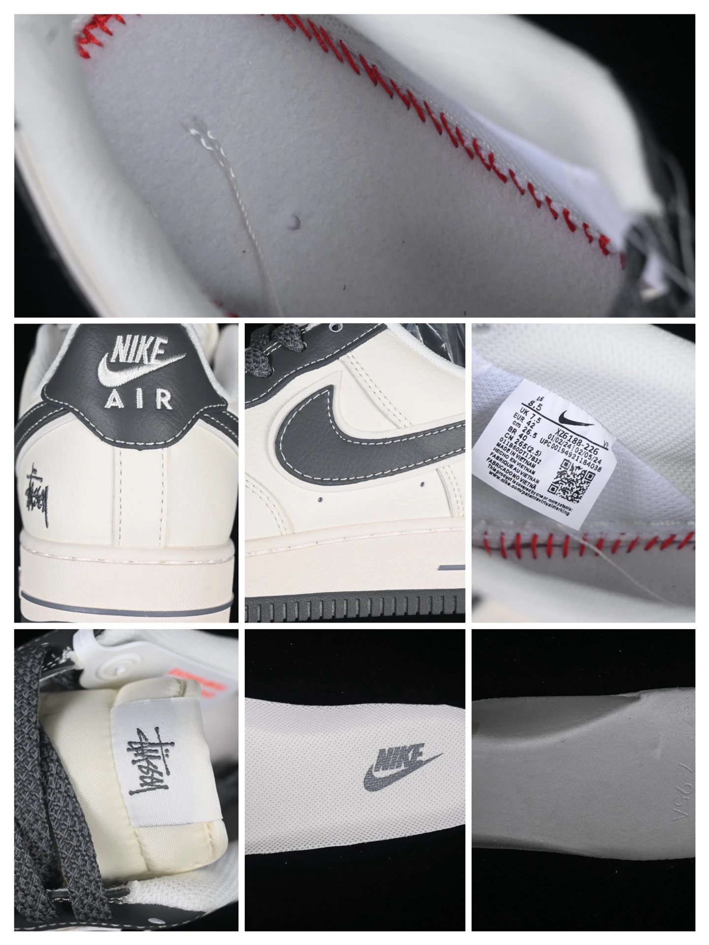 Men's Leather Sneakers Granite Gray - Gallery Image 9 - Detailed View