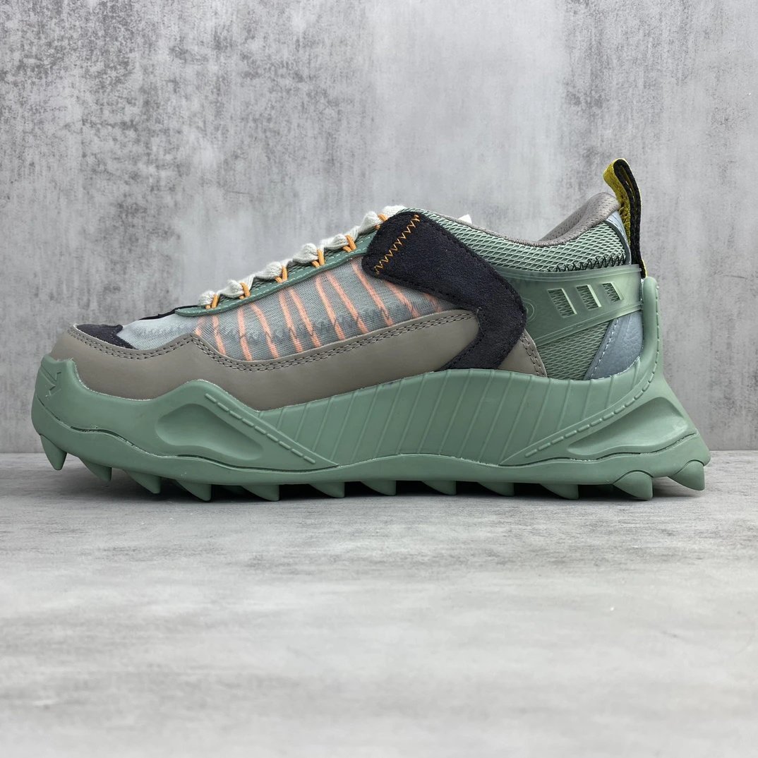 Trail Running Sneakers Oxford Leather Mesh Sage Green - Gallery Image 7 - Detailed View