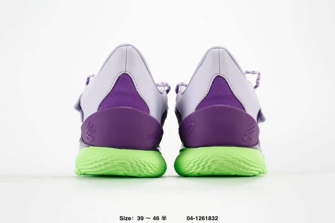 Curry 1 Flow Basketball Shoes in Lilac Grey and Neon Green - Gallery Image 7 - Detailed View