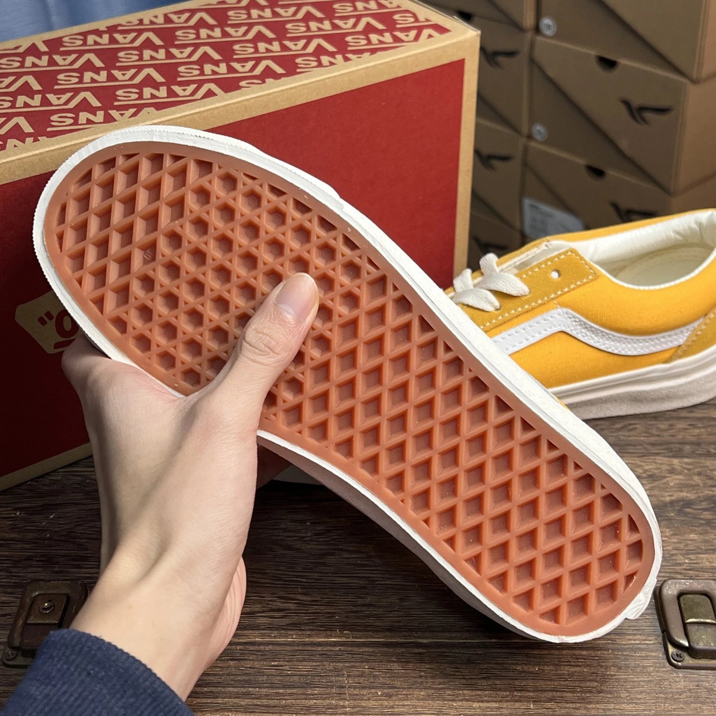 Old Skool Canvas Sneakers Vintage Amber Yellow - Gallery Image 8 - Detailed View