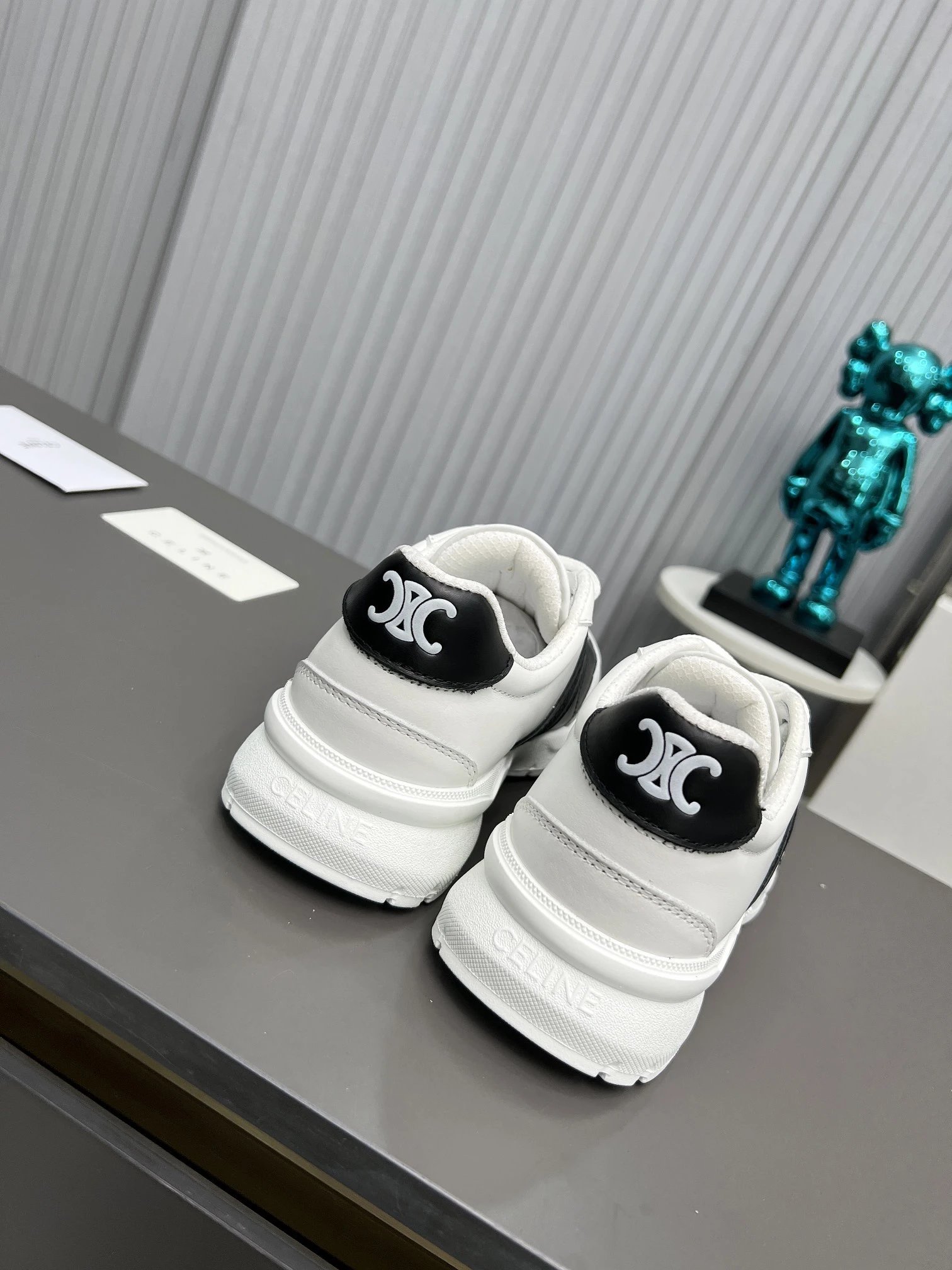 Chunky Dad Sneakers Leather Breathable Unisex Onyx White - Gallery Image 4 - Detailed View