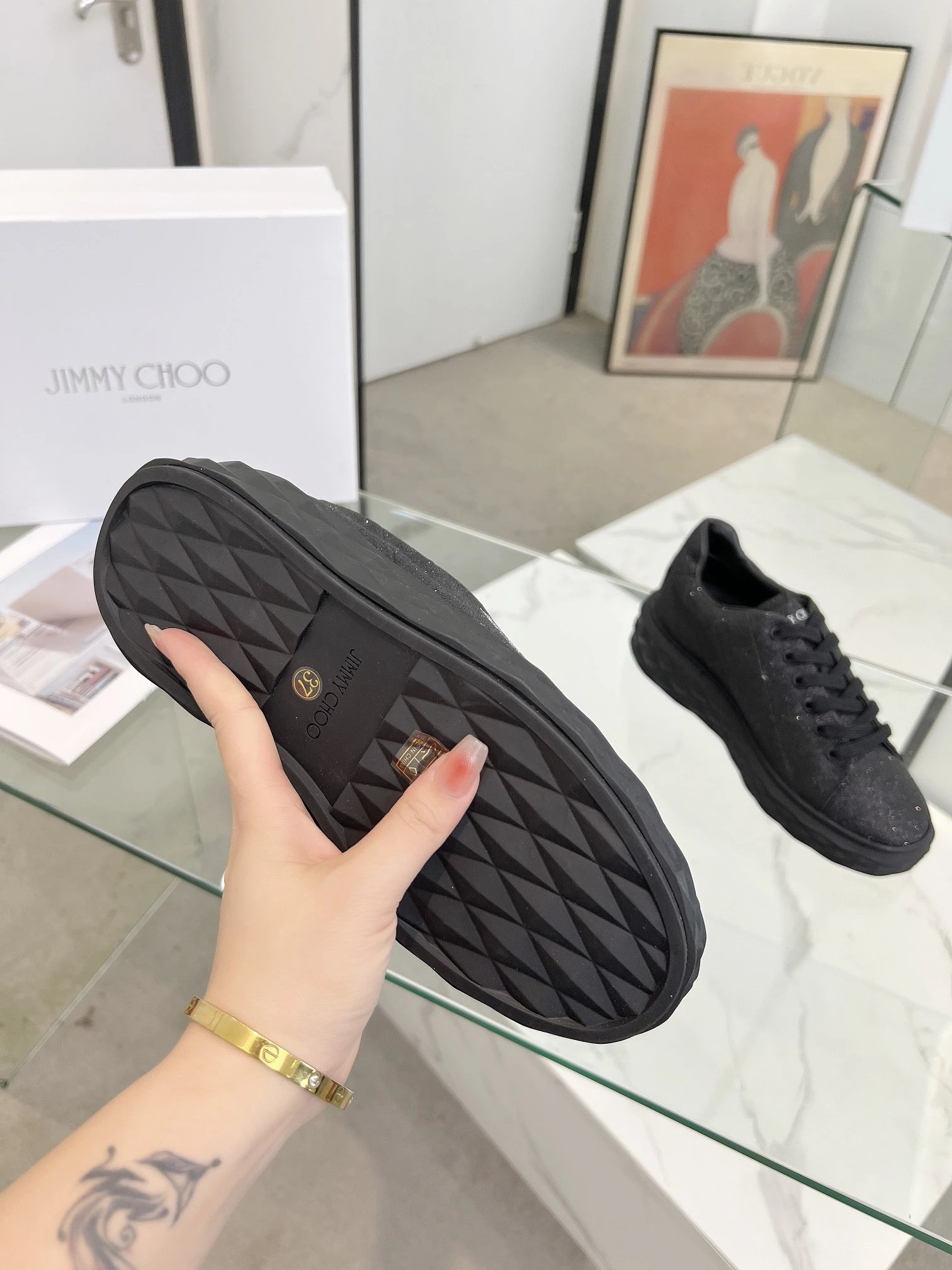 Jimmy Choo Diamond Sneakers Black - Gallery Image 9 - Detailed View