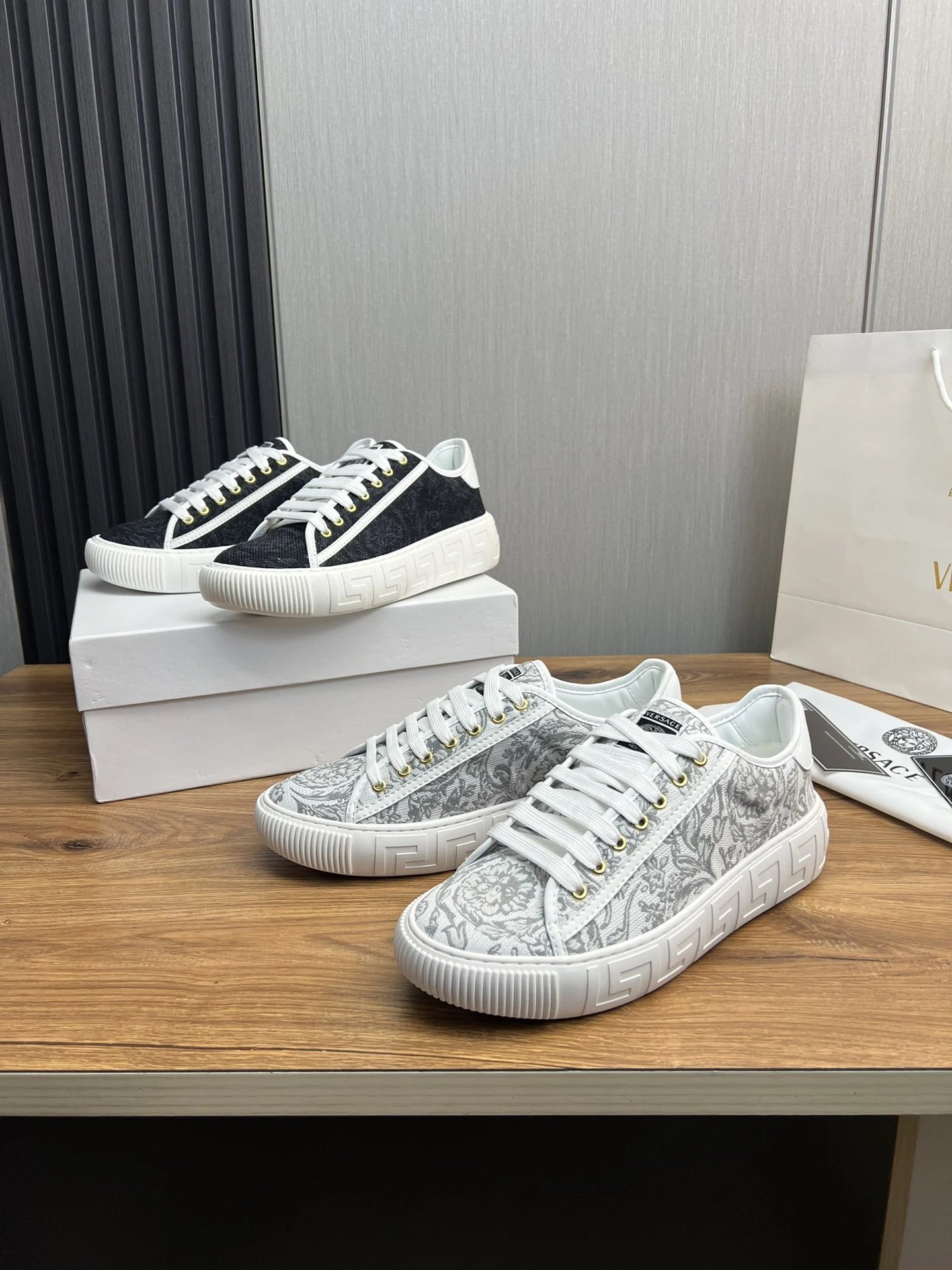 Luxury Leather Low Top Sneaker Ebony Black - Gallery Image 2 - Detailed View