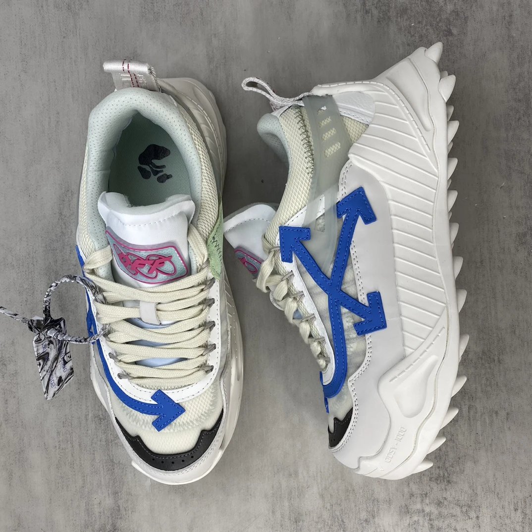 ODS Y-1000 Trail Sneakers Oxford Leather Mesh Ivory Blue - Gallery Image 3 - Detailed View