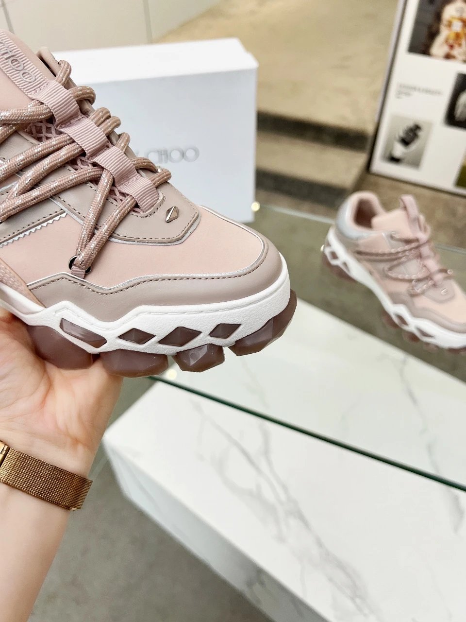 Jimmy Choo Diamond X II M Sneakers Pink - Gallery Image 6 - Detailed View