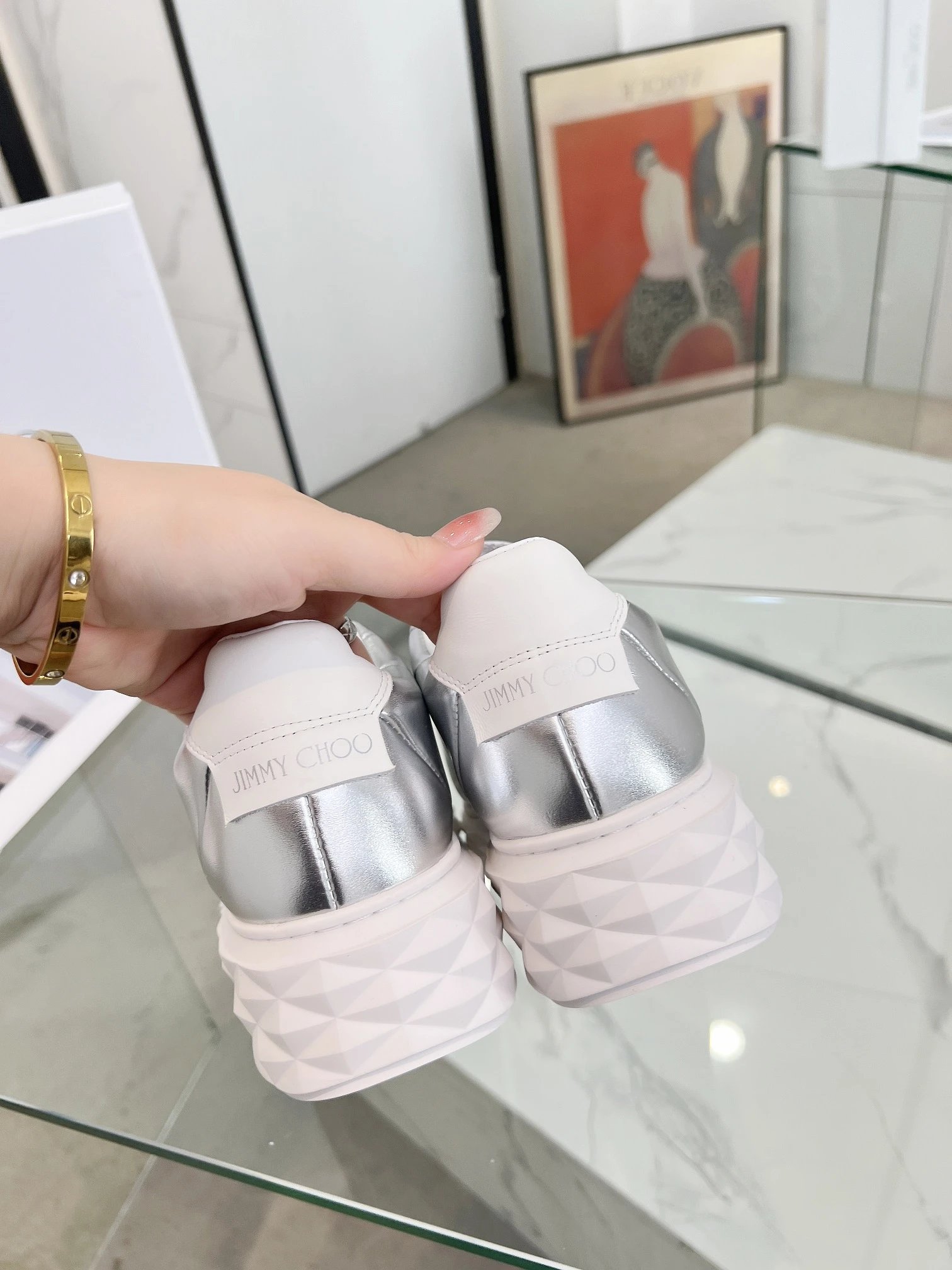 Jimmy Choo Silver Diamond Sneakers - Gallery Image 8 - Detailed View