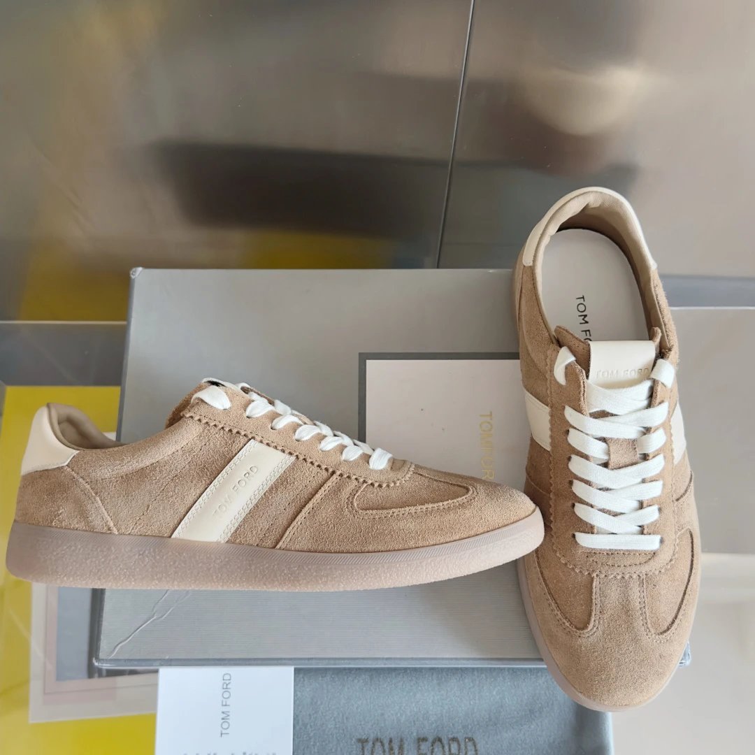 Suede Leather Trainer Sneakers Sandstone Beige - Gallery Image 3 - Detailed View