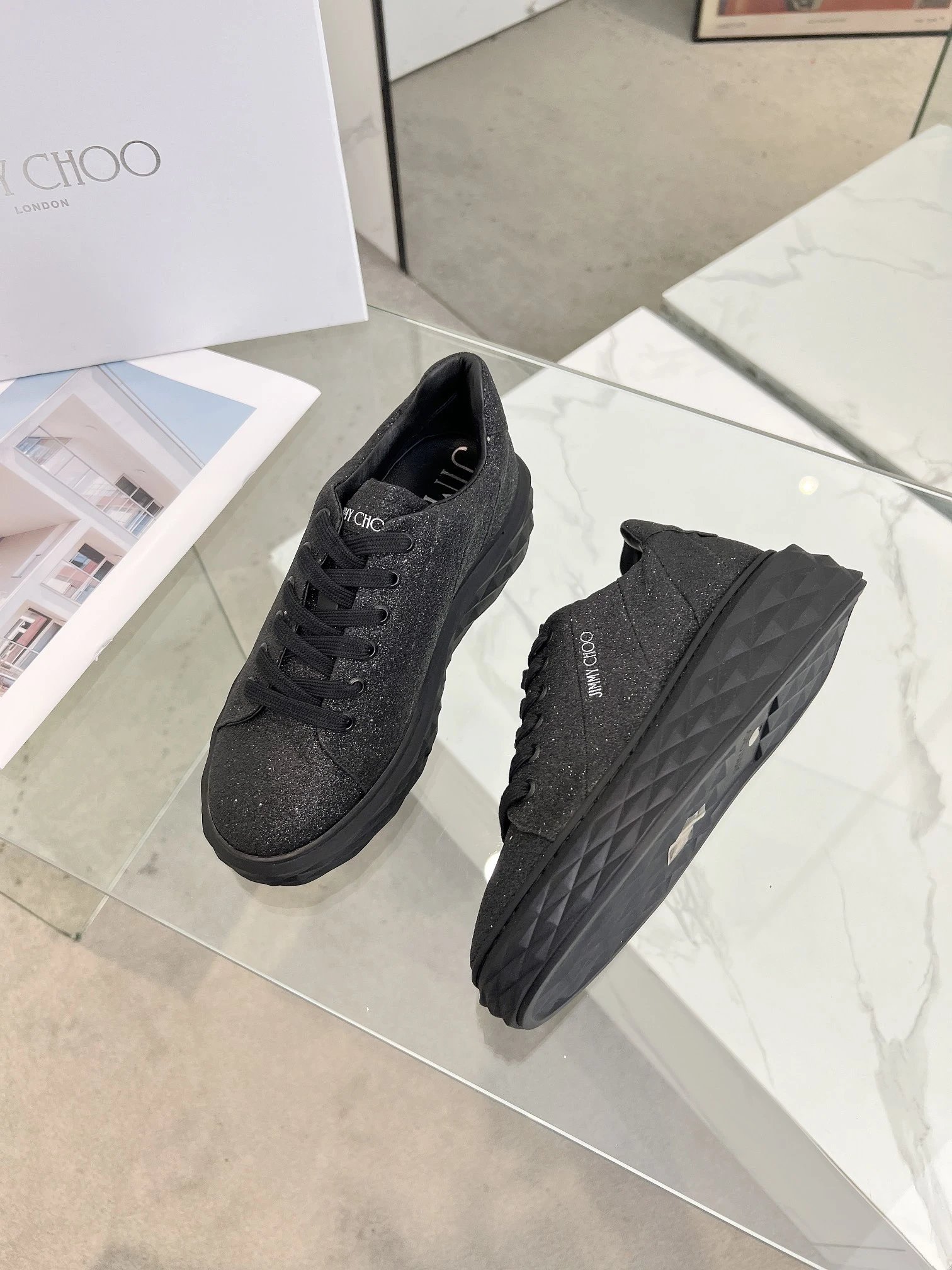 Jimmy Choo Diamond Sneakers Black - Gallery Image 8 - Detailed View