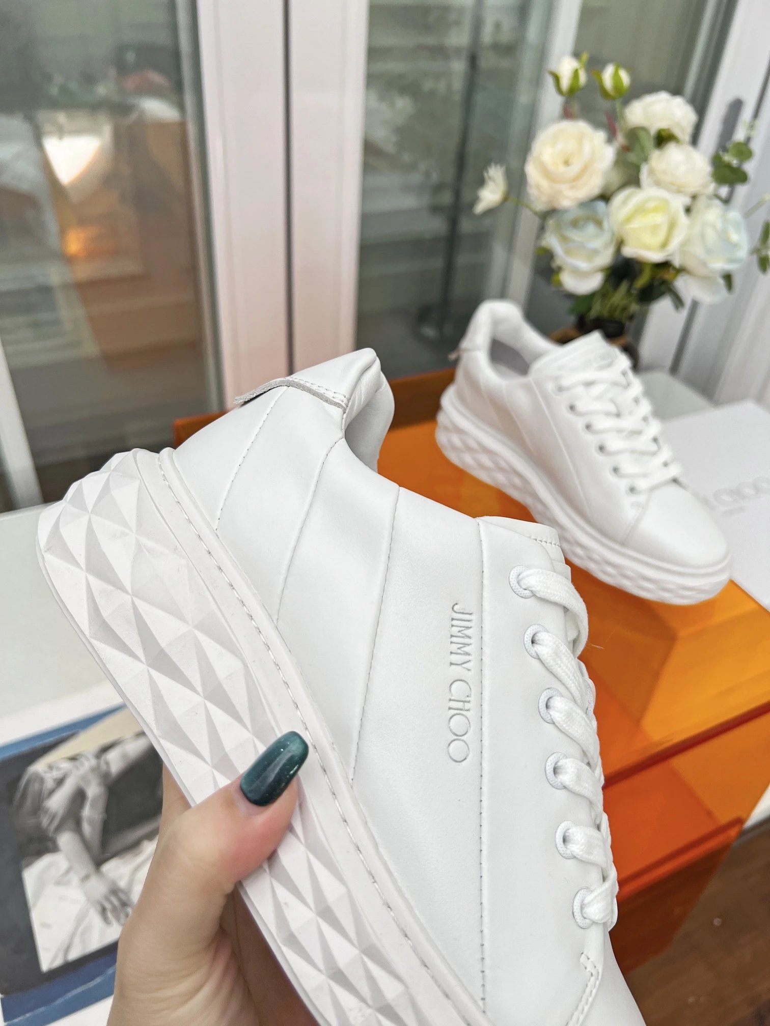 Jimmy Choo Diamond Sneakers White - Gallery Image 7 - Detailed View