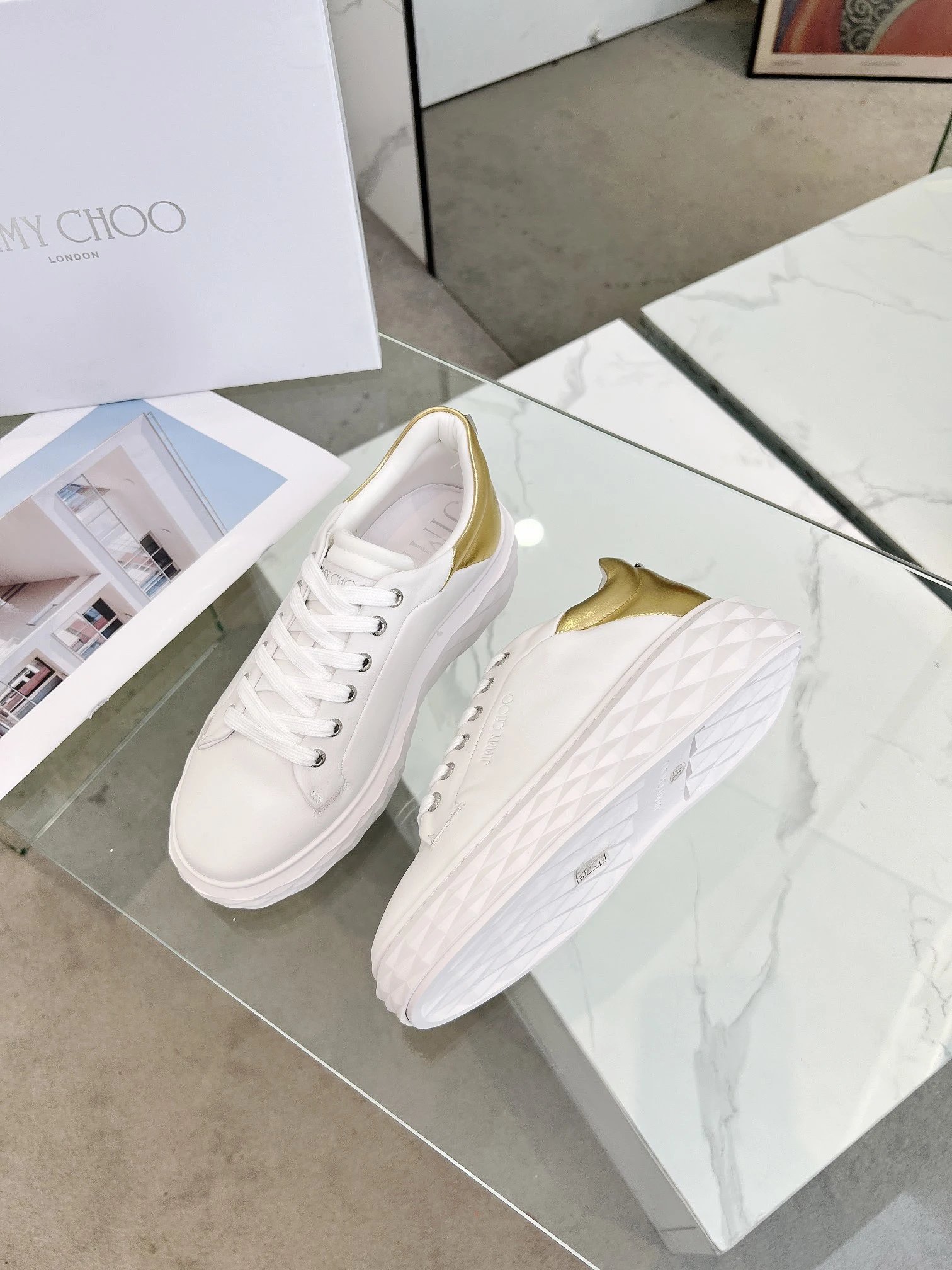 Jimmy Choo Diamond Sneakers Gold - Gallery Image 7 - Detailed View