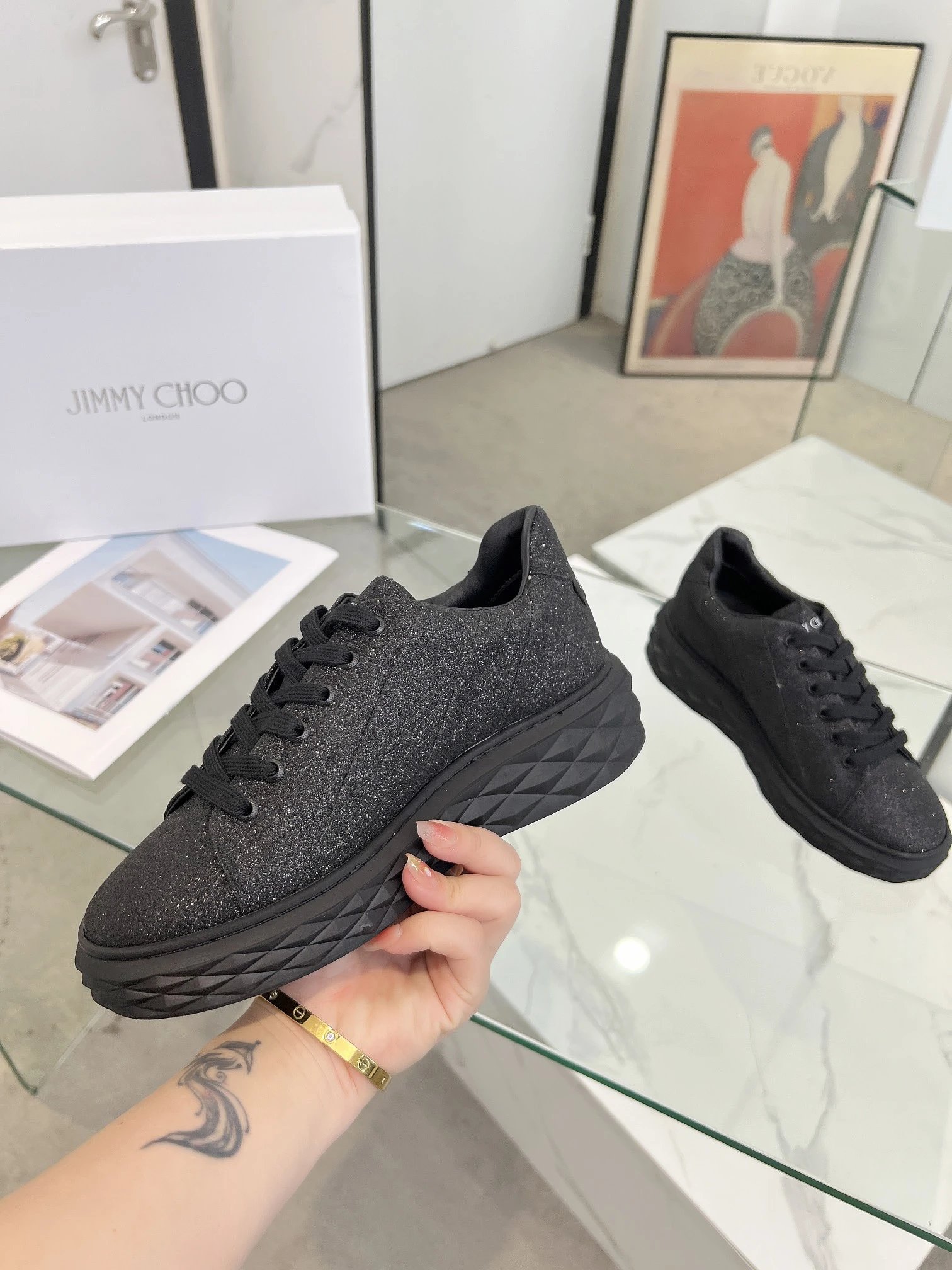 Jimmy Choo Diamond Sneakers Black - Gallery Image 5 - Detailed View