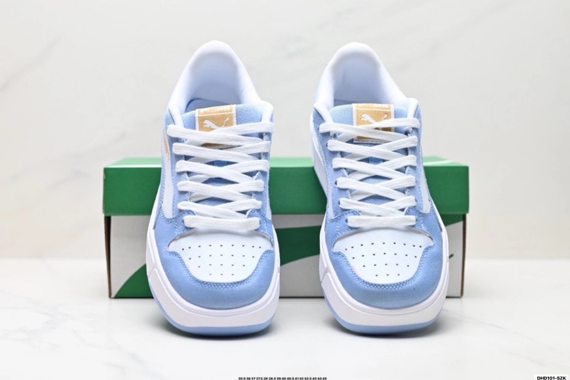 PUMA LX Court Low Denim Sneakers White Blue - Gallery Image 7 - Detailed View