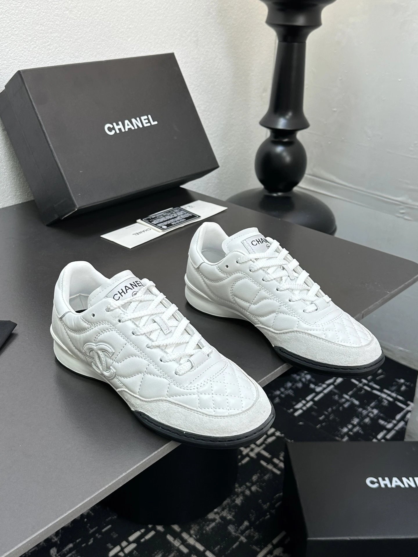 Chanel Quilted Sneakers White - Gallery Image 3 - Detailed View