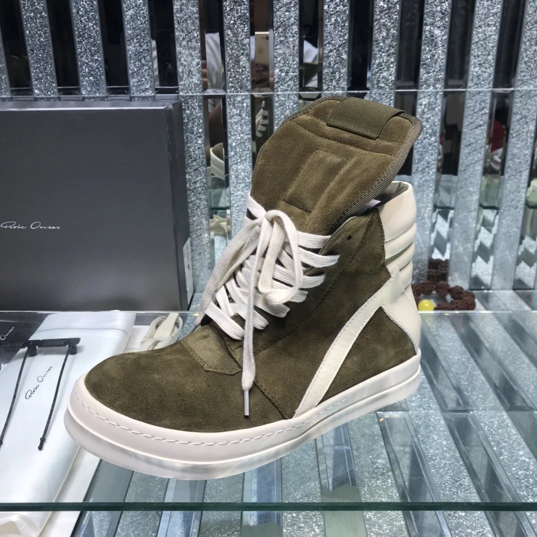 Owens Geobasket High-Top Sneakers Suede Olive - Gallery Image 6 - Detailed View