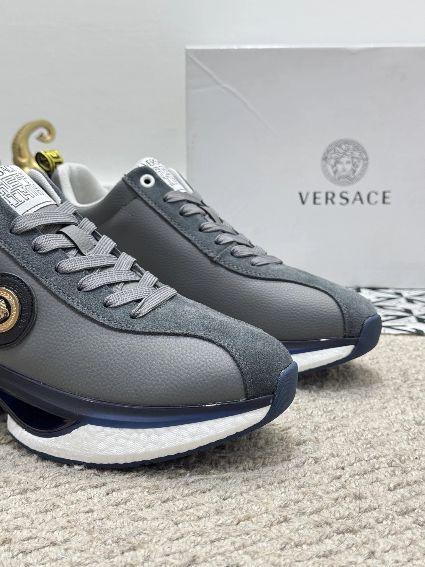 Luxury Mesh Sneakers Charcoal Grey - Gallery Image 3 - Detailed View