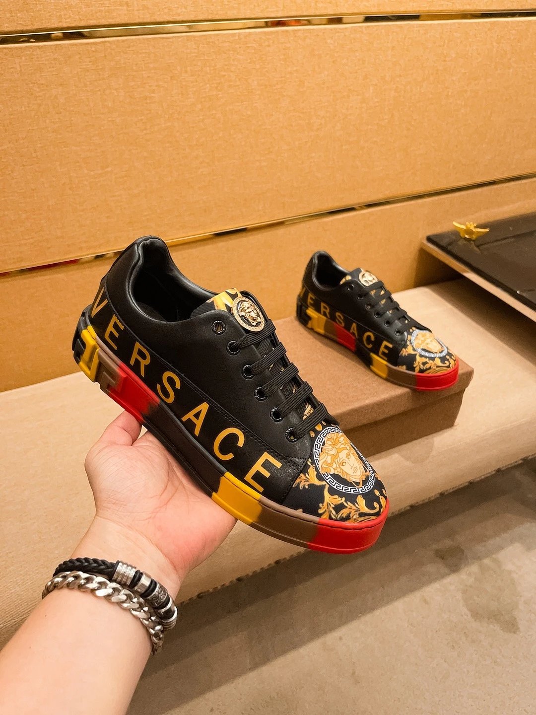 Baroque Leather Sneakers Multi-Tone - Gallery Image 3 - Detailed View