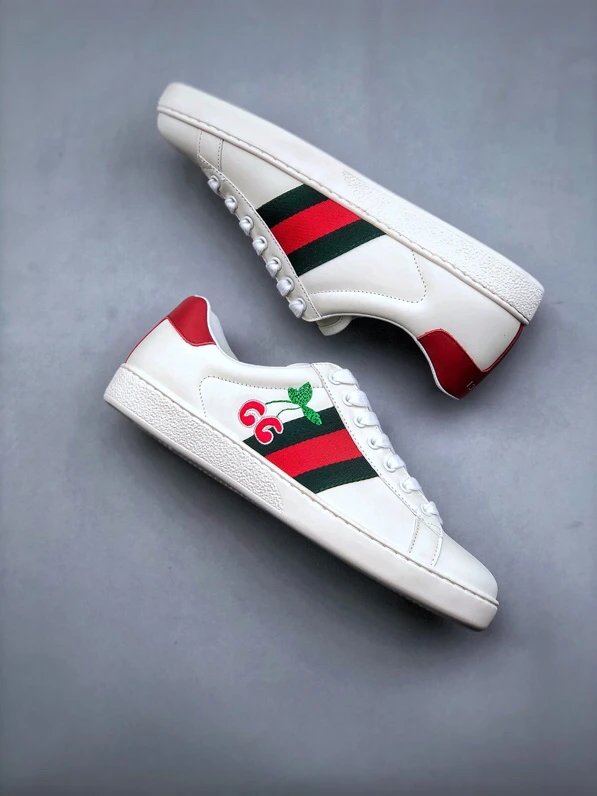 Gucci Bee White Red Sneakers Embroidered Red GG - Gallery Image 9 - Detailed View