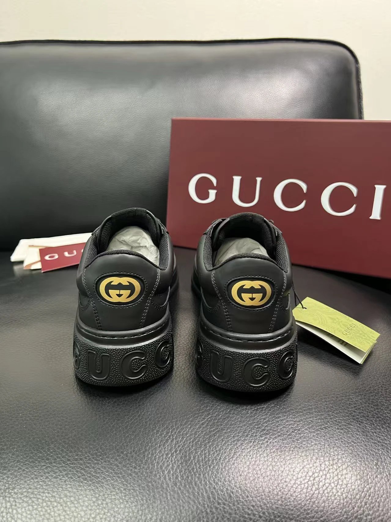 Gucci Men's Platform Sneakers Black - Gallery Image 9 - Detailed View