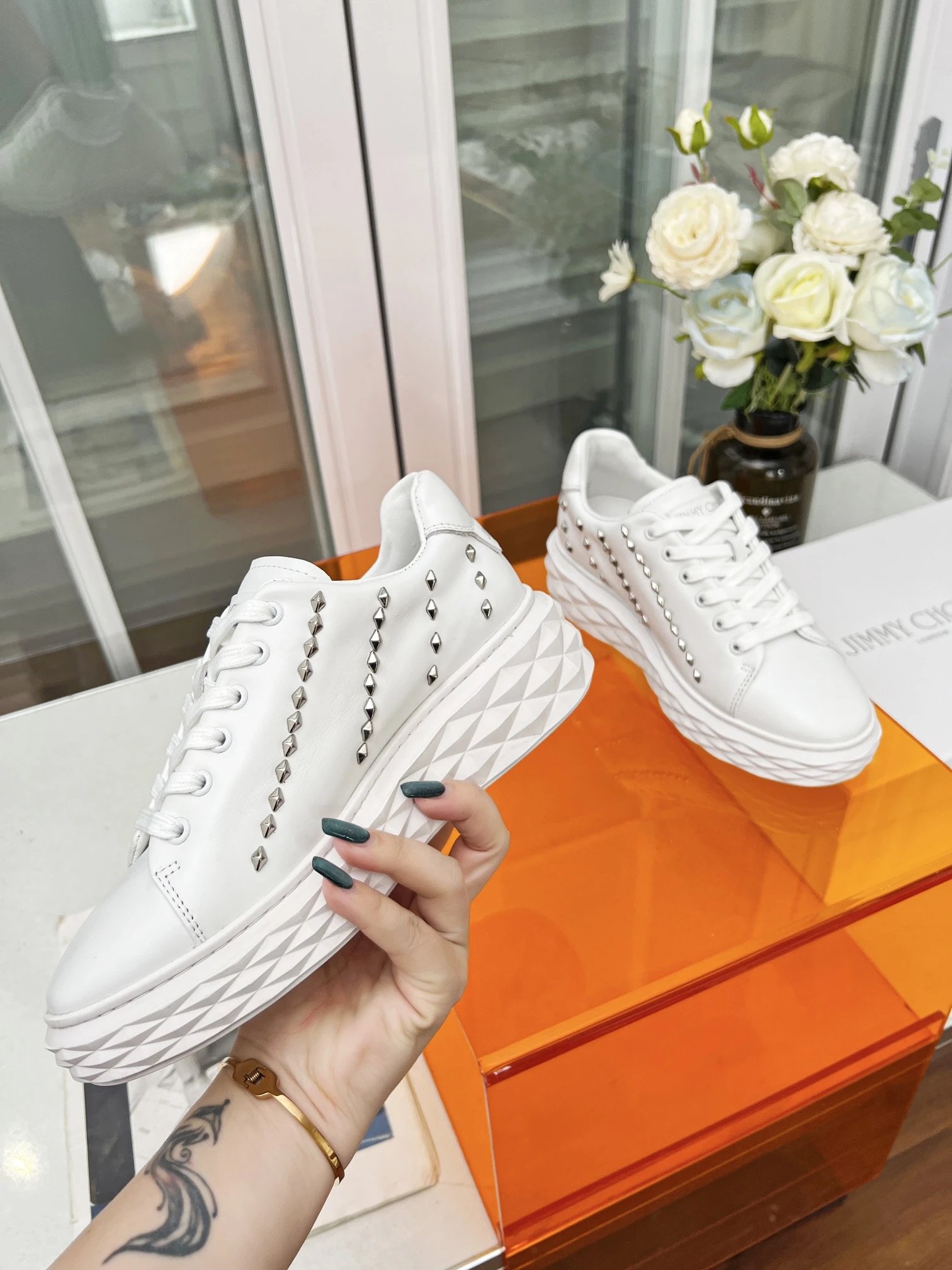 Jimmy Choo Diamond Sneakers White - Gallery Image 5 - Detailed View