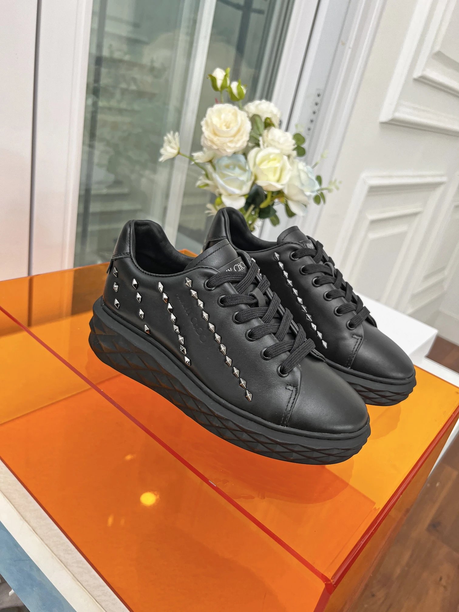 Jimmy Choo Studded Sneakers Black - High Quality Product Image - Cnfans