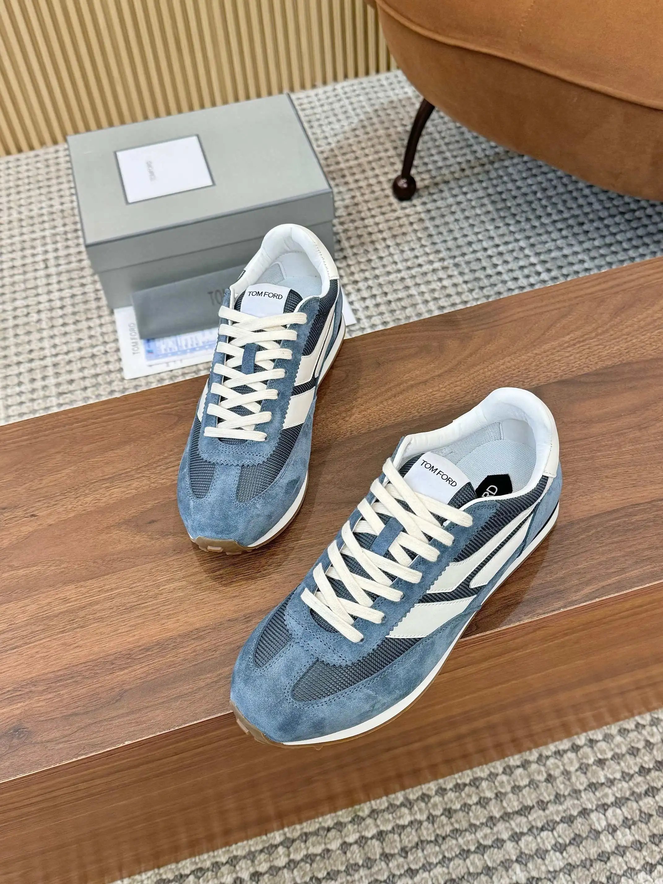 Retro Suede Mesh Sneakers Steel Blue - Gallery Image 5 - Detailed View