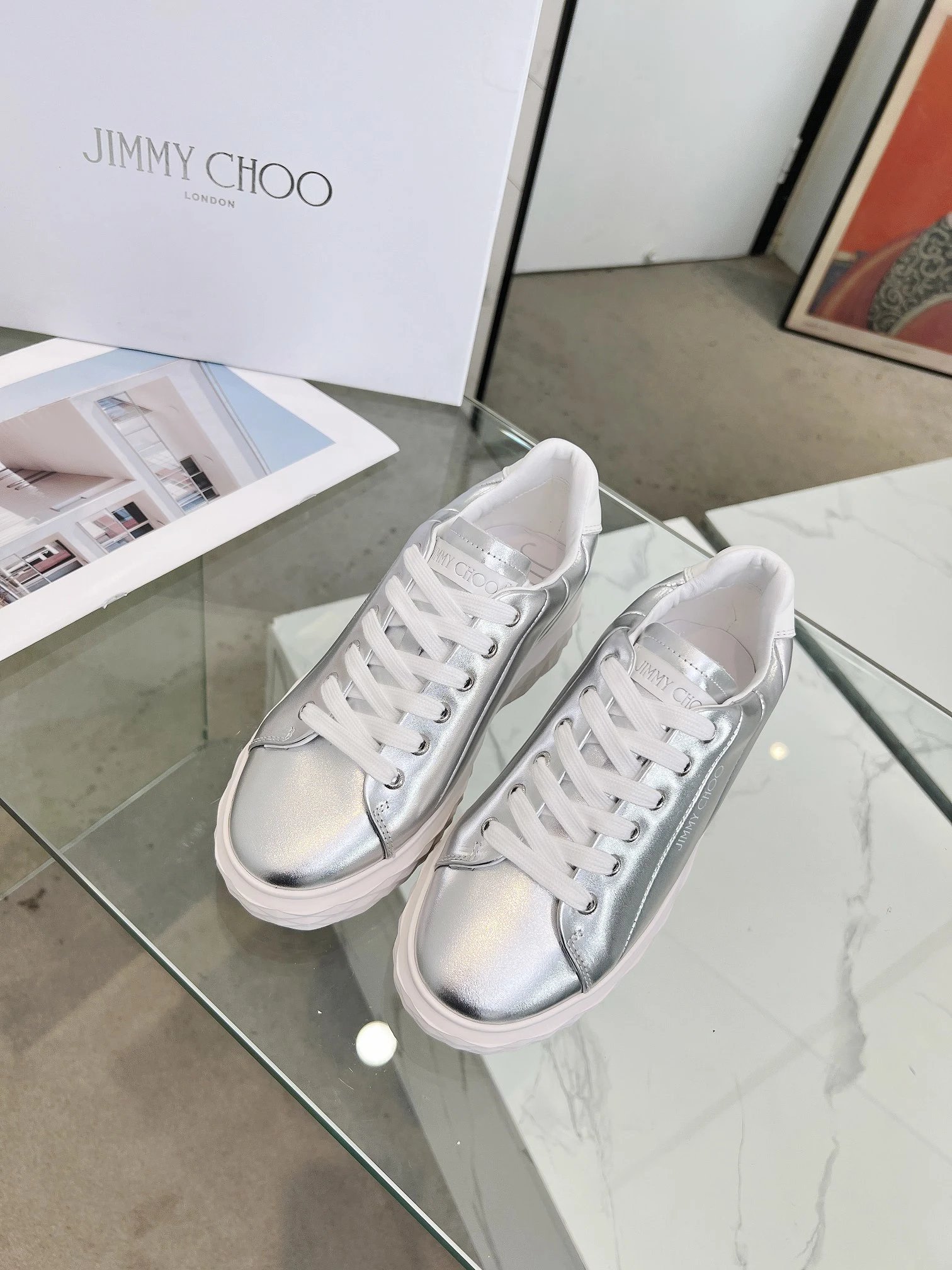 Jimmy Choo Silver Diamond Sneakers - Gallery Image 4 - Detailed View