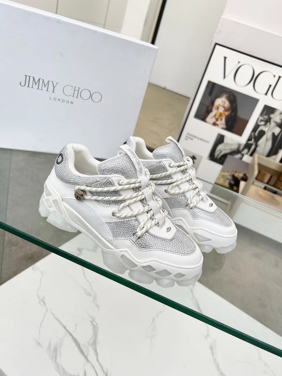 Jimmy Choo Diamond X II M Sneakers White Silver - High Quality Product Image - Cnfans