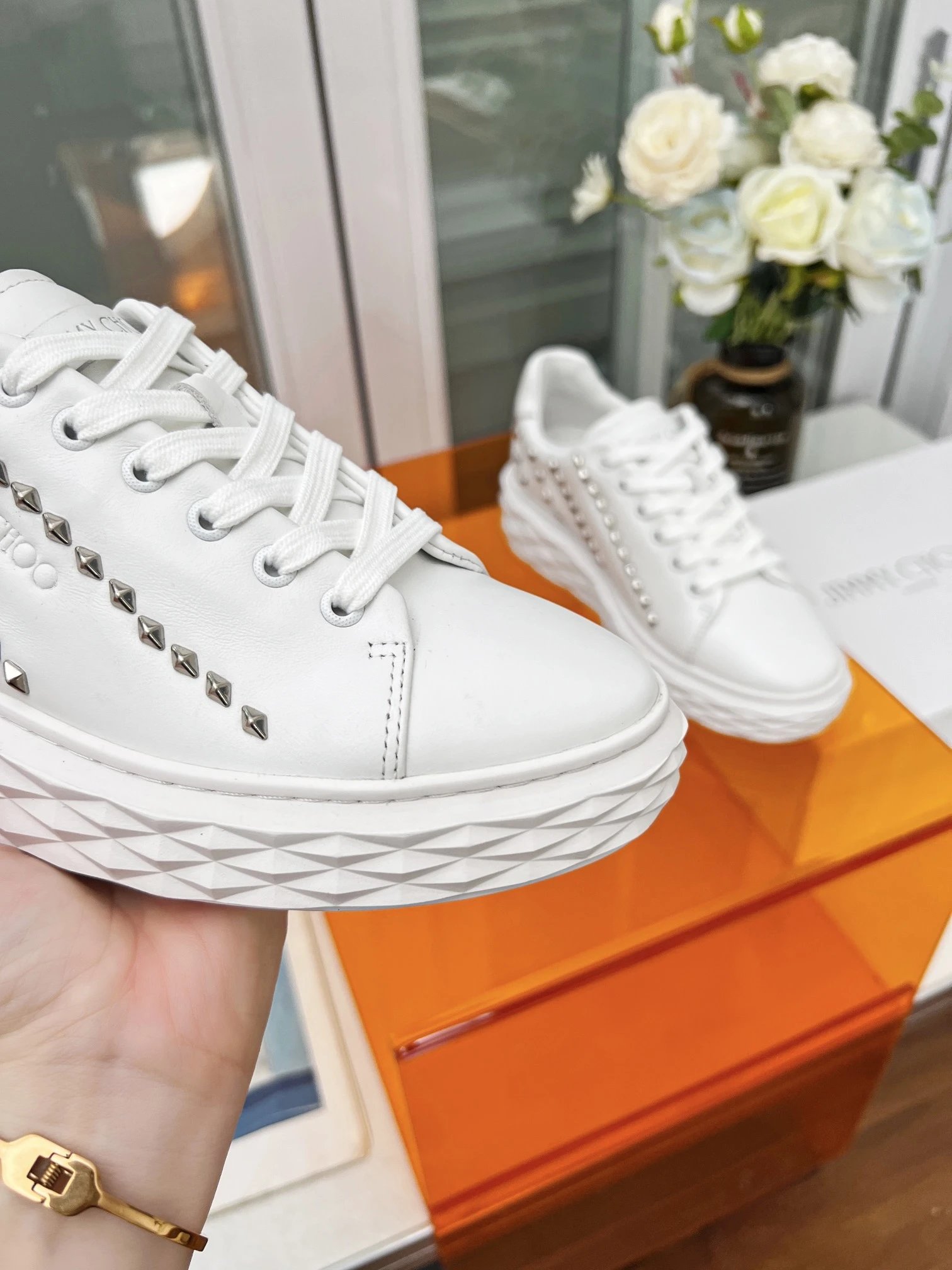 Jimmy Choo Diamond Sneakers White - Gallery Image 6 - Detailed View